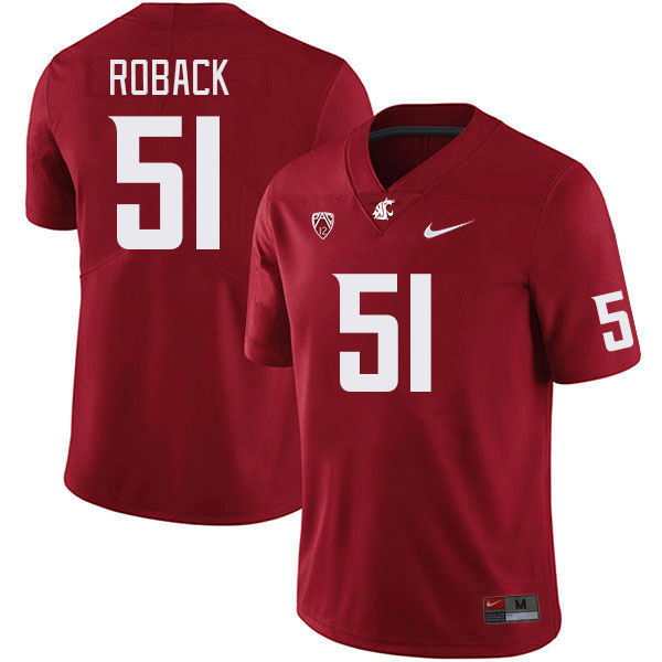 Men #51 Joseph Roback Washington State Cougars College Football Jerseys Stitched Sale-Crimson